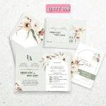 Thiệp cưới hoa màu nước