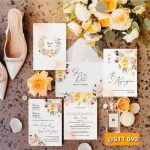 Thiệp cưới hoa lá nền trắng 090