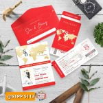 Thiệp cưới passport màu đỏ